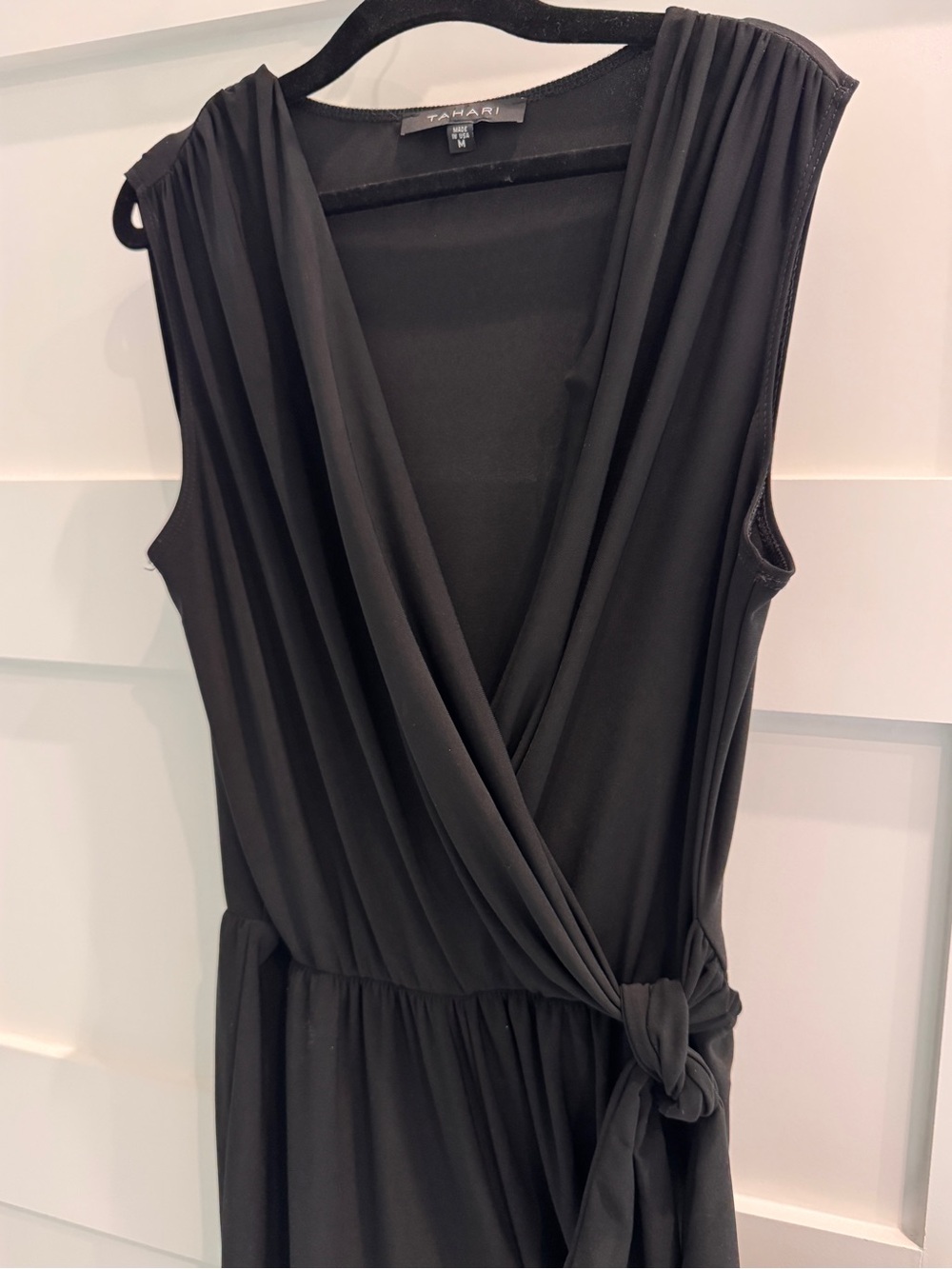 Tahari Black Sleeveless Wrap-Front jumper